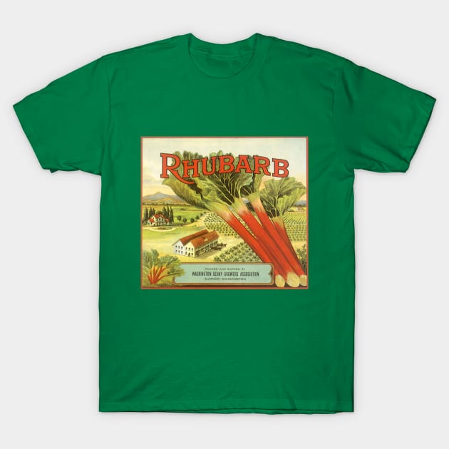 Vintage Rhubarb Crate Label T-Shirt by MasterpieceCafe